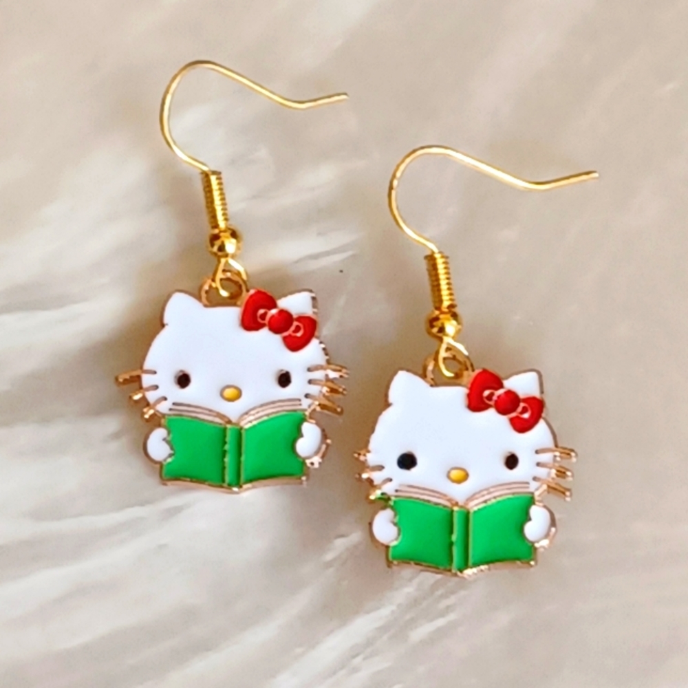 Sanrio Hello Kitty Bookworm Handmade Earrings